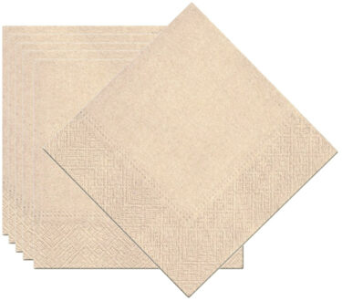 CHAKS Feest servetten taupe/beige - 60x - papier - 33 x 33 cm