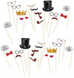 CHAKS Foto props huwelijk thema set - 30x delig - op stokjes - photobooth props