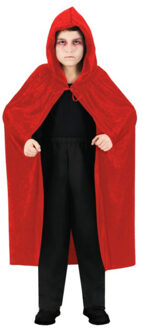 CHAKS Halloween Dracula cape - voor kinderen - fluweel - rood - L120 cm - One size