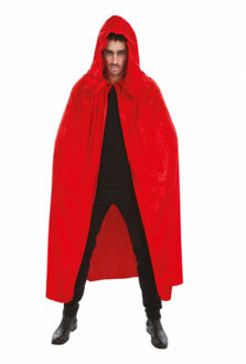 CHAKS Halloween Dracula cape - voor volwassenen - rood - fluweel - L182 cm One size