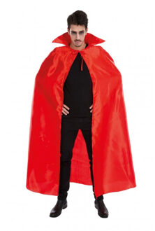 CHAKS Halloween Dracula cape - voor volwassenen - rood - satijn - L163 cm - One size