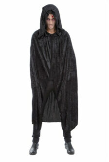 CHAKS Halloween Dracula cape - voor volwassenen - zwart - fluweel - L182 cm