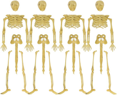 CHAKS Halloween/Horror skeletjes - 4x - wit - H9 cm - kunststof