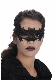 CHAKS Halloween oogmasker - vleermuis - zwart - kant - voor dames - Verkleedmaskers