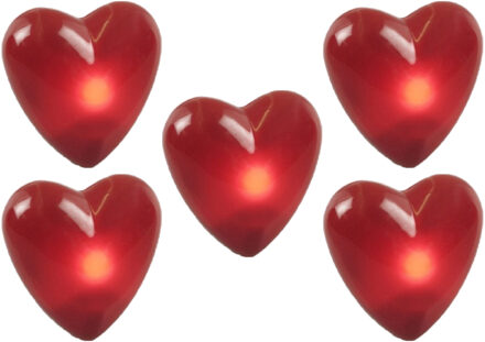 CHAKS Hartjes broche - 5x - met knipperlicht - op batterijen - 4 cm