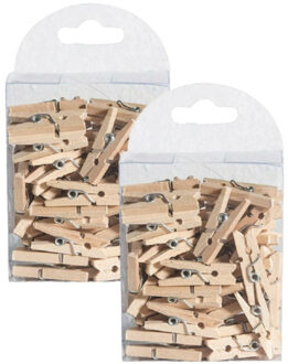 CHAKS Hobby mini wasknijpers - 100x - naturel - hout- 2,5 cm