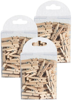 CHAKS Hobby mini wasknijpers - 150x - naturel - hout- 2,5 cm