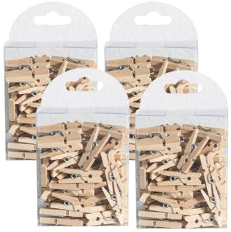 CHAKS Hobby mini wasknijpers - 200x - naturel - hout- 2,5 cm