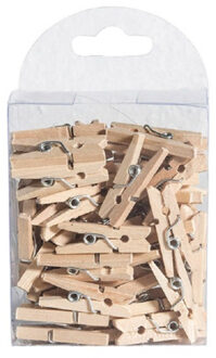 CHAKS Hobby mini wasknijpers - 50x - naturel - hout- 2,5 cm Beige