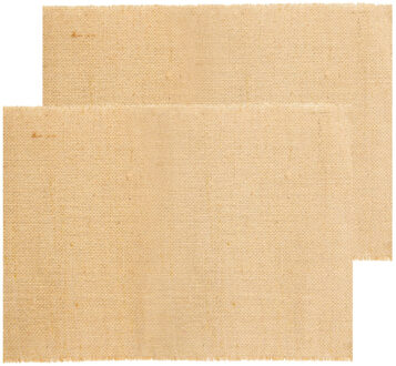 CHAKS Jute tafelloper - 2x - 29 x 300 cm - beige met gouden draad erdoor