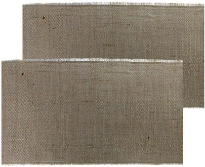 CHAKS Jute tafelloper - 2x - 29 x 500 cm - grijs/beige - dicht gaas