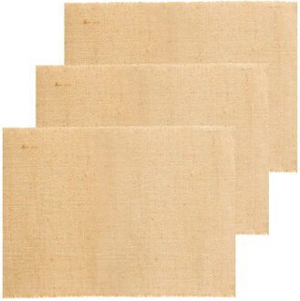 CHAKS Jute tafelloper - 3x - 29 x 300 cm - beige met gouden draad erdoor