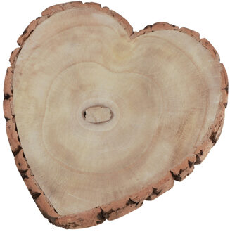 CHAKS Kaarsenbord/decoratie dienblad - houten boomschijf - 23 x 3 cm - hartvormig
