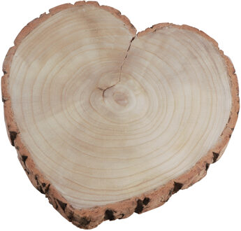 CHAKS Kaarsenbord/decoratie dienblad - houten boomschijf - 30 x 3 cm - hartvormig