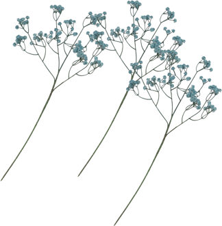CHAKS Kunstbloem Gipskruid - 3x - 60 cm - blauw - losse tak - kunst bloem - Gypsophila