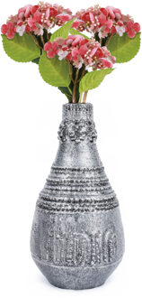 CHAKS Kunstbloem Hortensia tak - 3x - roze - 35 cm - losse steel - Kunst zijdebloemen