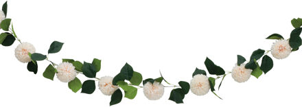 CHAKS Kunstbloem slinger dahlia's - 220 cm - ivoor - guirlande - decoratie - bruiloft versiering
