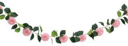 CHAKS Kunstbloem slinger dahlia's - 220 cm - roze - guirlande - decoratie - bruiloft versiering