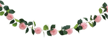 CHAKS Kunstbloem slinger dahlia's - 220 cm - roze - guirlande - decoratie - bruiloft versiering