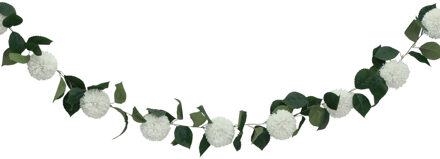 CHAKS Kunstbloem slinger dahlia's - 220 cm - wit - guirlande - decoratie - bruiloft versiering