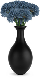 CHAKS Kunstbloemen boeket dahlia - 3x - blauw - 26 cm - bloemstuk - onderhoudsvrij