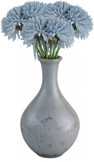 CHAKS Kunstbloemen boeket dahlia - 3x - licht blauw - 26 cm - bloemstuk - onderhoudsvrij
