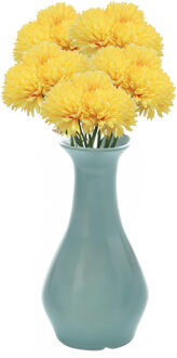 CHAKS Kunstbloemen boeket dahlia - 5x - geel - 26 cm - bloemstuk - onderhoudsvrij