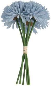 CHAKS Kunstbloemen boeket dahlia - licht blauw - 26 cm - bloemstuk - onderhoudsvrij