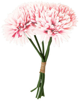 CHAKS Kunstbloemen boeket dahlia - licht roze - 26 cm - bloemstuk - onderhoudsvrij