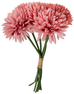 CHAKS Kunstbloemen boeket dahlia - roze - 26 cm - bloemstuk - onderhoudsvrij
