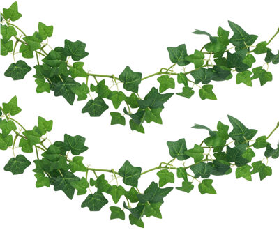 CHAKS kunstplant/hangplant slinger - 2x - Klimop/hedera - groen - 173 cm