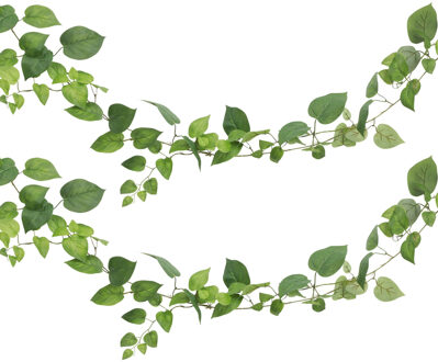 CHAKS kunstplant/hangplant slinger - 2x - Klimop/pothos - groen - 180 cm