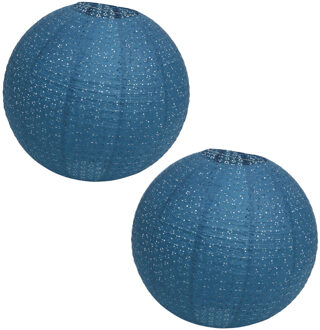 CHAKS Lampion - 2x - luxueus -? bolvormig - blauw - 40 x 37.5 cm - papier - gedecoreerd?
