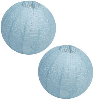CHAKS Lampion - 2x - luxueus -? bolvormig - licht blauw - 40 x 37.5 cm - papier - gedecoreerd?