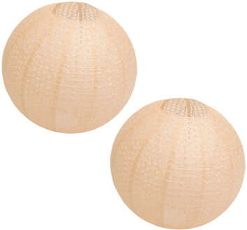 CHAKS Lampion - 2x - luxueus - bolvormig - perzik - 40 x 37.5 cm - papier - gedecoreerd?