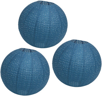 CHAKS Lampion - 6x - luxueus -? bolvormig - blauw - 40 x 37.5 cm - papier - gedecoreerd?