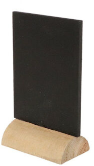 CHAKS Mini krijtbordjes/schrijfbordjes - op houten voet - zwart - 8 cm