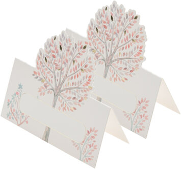 CHAKS Naam/plaats kaartjes - Levensboom - 16x - bruiloft - multi - 8 x 8 cm