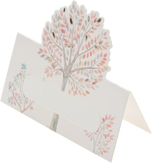 CHAKS Naam/plaats kaartjes - Levensboom - 8x - bruiloft - multi - 8 x 8 cm