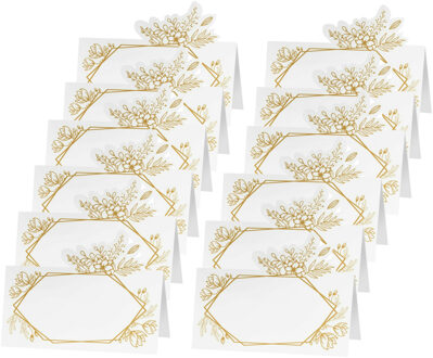 CHAKS Naamkaartjes/plaatskaartjes - 54x - Bruiloft/verjaardag - wit/goud - 8 x 6 cm