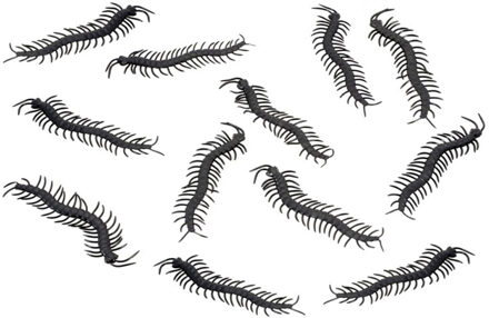 CHAKS Nep duizendpoten 14 cm - zwart - 16x stuks - Horror/griezel thema decoratie beestjes