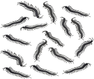 CHAKS Nep duizendpoten 14 cm - zwart - 24x stuks - Horror/griezel thema decoratie beestjes