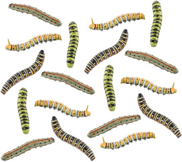 CHAKS Nep rupsen/insecten 8 cm - groen/bruin - 20x stuks - Horror/griezel thema decoratie beestjes