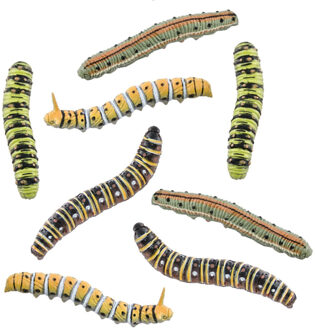 CHAKS Nep rupsen/insecten 8 cm - groen/bruin - 8x stuks - Horror/griezel thema decoratie beestjes