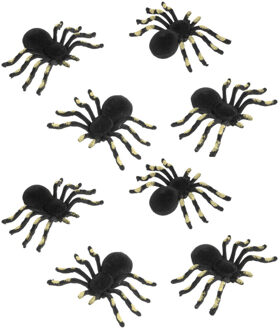 CHAKS Nep spinnen 10 cm - zwart/goud - 12x stuks - velvet/fluweel - Horror/griezel thema decoratie