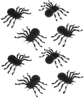 CHAKS Nep spinnen 10 cm - zwart/zilver - 12x stuks - velvet/fluweel - Horror/griezel thema decoratie