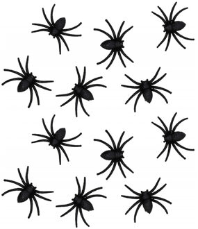 CHAKS Nep spinnen 8 cm - zwart glitter - 12x stuks - Horror/griezel thema decoratie beestjes