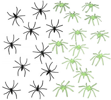 CHAKS Nep spinnen/spinnetjes 4 cm - set 48x - zwart/glow in the dark - Horror/halloween thema decoratie