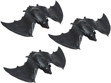 CHAKS Nep stretchy vleermuis 23 cm - 3x - zwart - griezel/horror thema decoratie dieren