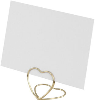 CHAKS Plaats/naamkaart houder - hart vorm - 6x - goud - bruiloft tafelschikking Goudkleurig